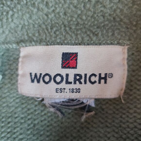 Woolrich 100% Lambs Wool Fair Isle Snowflake Nordic 1/4 Zip Sweater Sage Green S - Picture 7 of 12